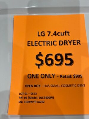 LG Dryer DLE3400W price