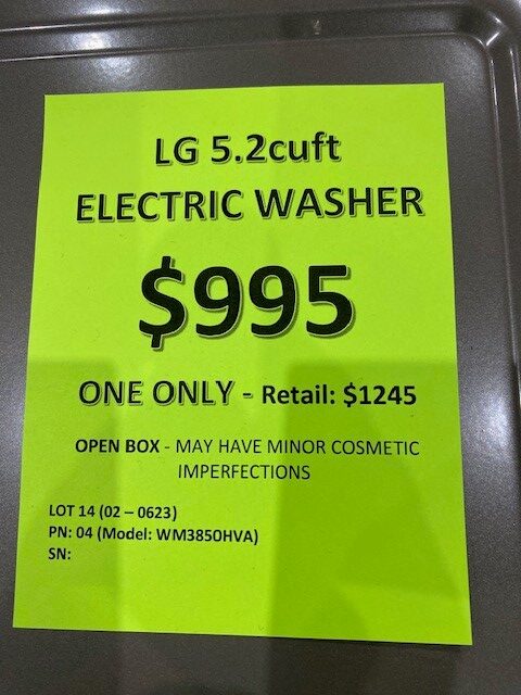 LG Electric Washer WM3850HVA