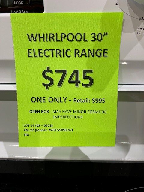 Whirlpool range YWFE550S0LW