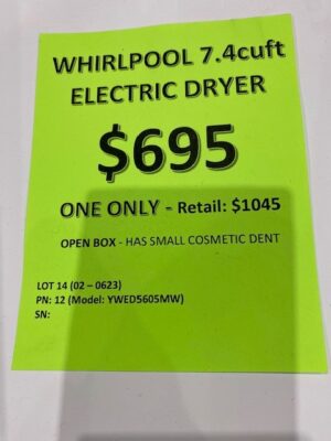 Whirlpool Dryer Tag $695.00