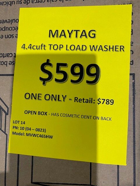 maytag washer tag 599.00