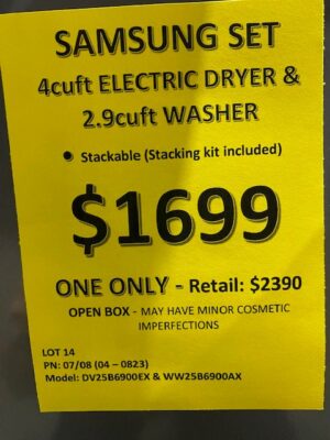 samsung stackable washer & Dryer 1695.00 tag