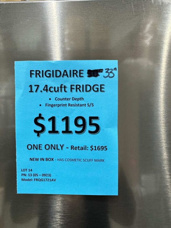 #13 - Frgidare Fridge - FRQG1721AV - Price