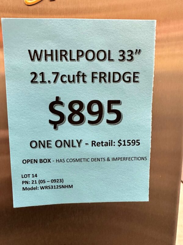 #21 Whirlpool Fridge WR312SNHM - Price