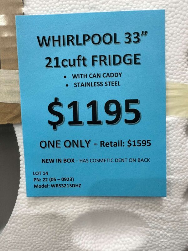 #22 Whirlpool Fridge WR331SDHZ - Price