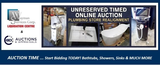 ONLINE AUCTION – Unreserved Online AUCTION | Start Bidding TODAY | Bathtubs, Showers, Sinks & MUCH MORE ONLINE AUCTION - Unreserved Online AUCTION | Start Bidding TODAY | Bathtubs, Showers, Sinks & MUCH MORE